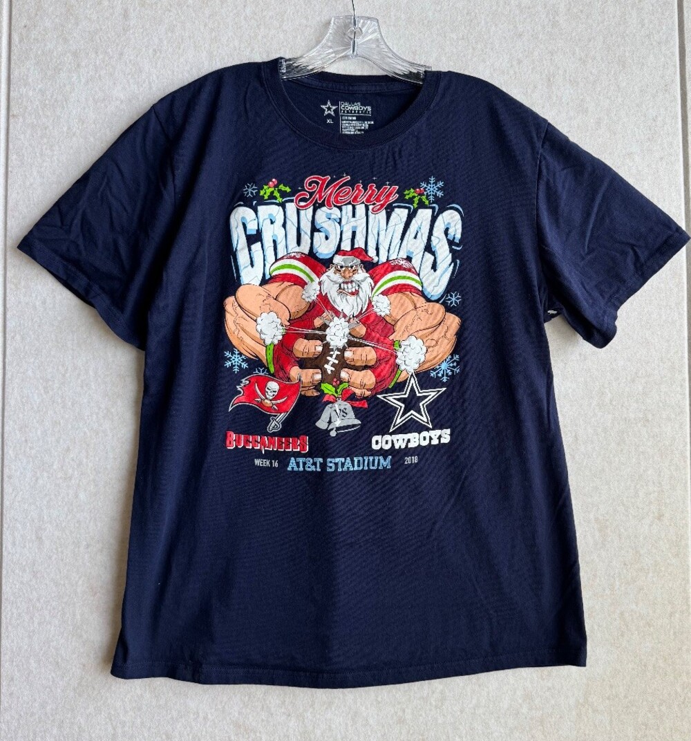 Dallas Cowboys Tampa Bay Buccaneers Christmas T Shirt XL 2018 Merry Crushmas NFL